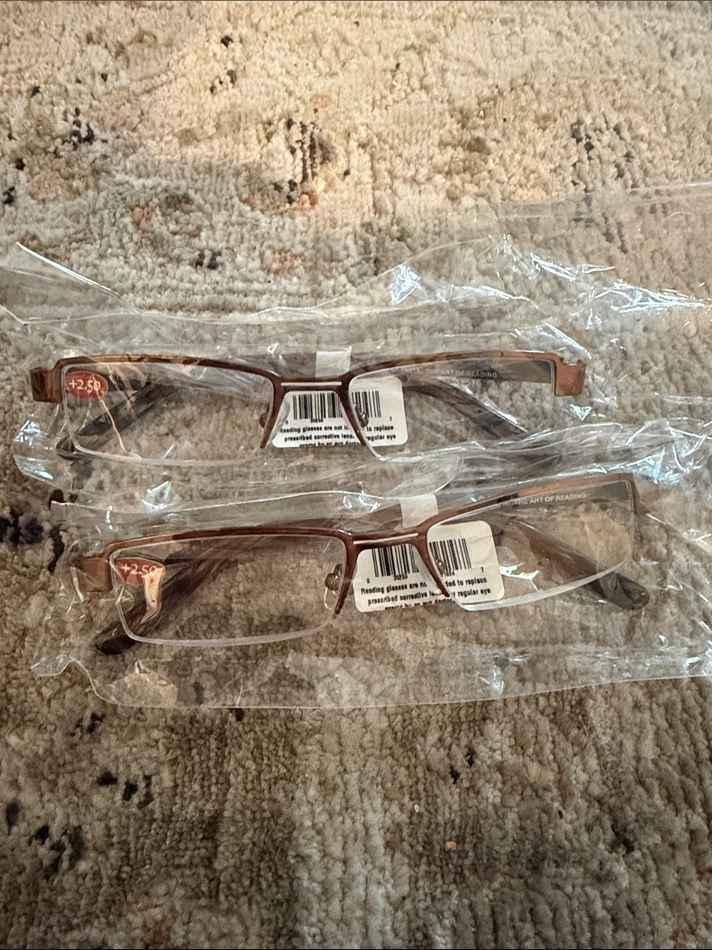 Nordstrom Brown Semi-Rimless Reading Glasses (+2.50)